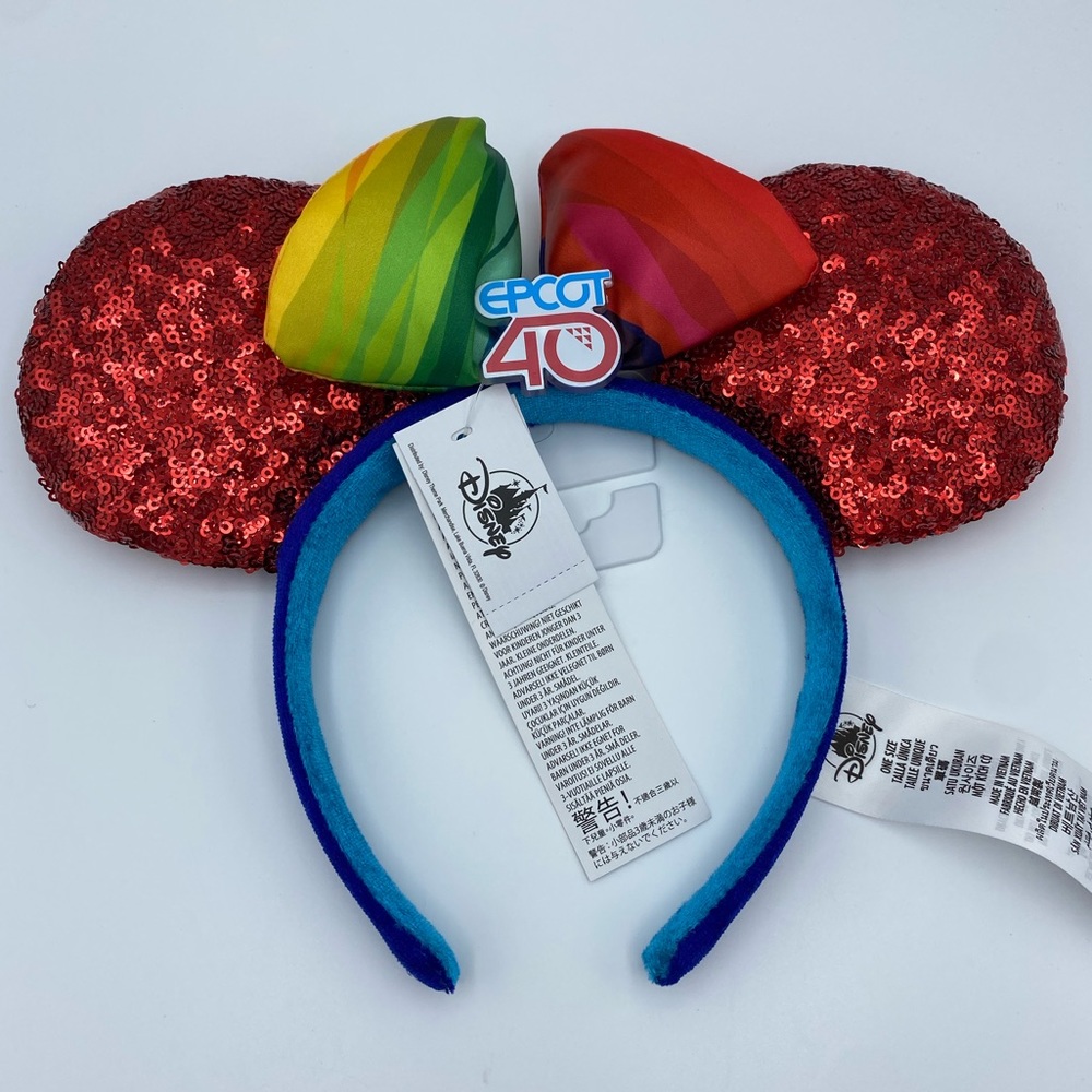 Disney Minnie Mouse Ear Headband Epcot 40th Anniversary Sequin
